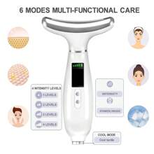 1 件面部和颈部按摩器，6 种模式（加热、振动、冷却），适合作为礼物，适合家庭和旅行使用 - 彩色 - 查看 4