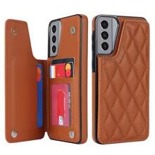 AWQUER 钱包手机壳适用于 16 15 14 Plus 13 12 11 Pro Max 8 7 Plus SE 5G 2020 2022 带信用卡插槽支架，PU 皮革手机壳适用于 Galaxy S24 S23 S22 S21 S20 FE Note 20 Ultra 10 Plus A55 A35 A25 A15 A54 A14 A73 A53 A13 A72 A52 A22 A12 A71 A51 A70 A50 S 4G 5G 支架防震带 RFID 屏蔽手机袋保护套 - 棕色 - 查看 70