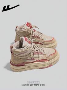 1 双 Warrior 女士厚底高帮系带靴，保暖内衬，时尚冬季户外休闲运动鞋 - 紅棕 - 查看 1