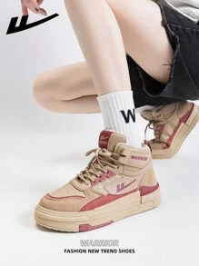 1 双 Warrior 女士厚底高帮系带靴，保暖内衬，时尚冬季户外休闲运动鞋 - 紅棕 - 查看 5