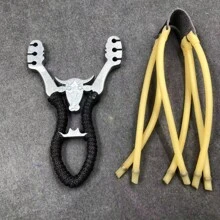 1 chiếc ná cao su hợp kim thép, kèm 3 dây 6 sợi dây cao su & bóng bắt dây cao su tròn, thích hợp cho săn bắn ngoài trời, đi bộ đường dài, màu dây cao su ngẫu nhiên - Nhiều màu - Xem 7