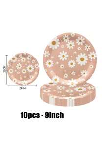 68件套，一次性餐具，粉色花朵主题一次性纸盘，蛋糕盘，派对盘，生日盘，材质，适用于生日派对、促销活动、聚会、野餐、露营、烧烤等场合。 - 彩色 - 查看 8