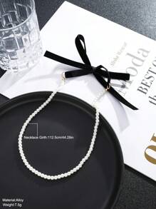 1 chiếc Vòng cổ ngọc trai giả nơ độc đáo thời trang dành cho nữ, Phụ kiện vòng cổ nơ sáng tạo cao cấp có thể điều chỉnh, Quà tặng lý tưởng - Nhiều màu - Xem 5