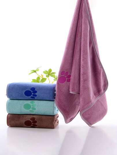 80% Polyester + 20% Nylon Pet Towel, Absorbent & Quick Drying, Microfiber Pet Bath Towel, Dog Grooming Towel, Embroidered Design