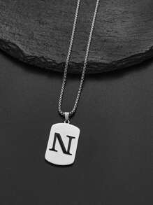 1 pièce Collier en acier de titane avec 26 lettres anglaises pour hommes et femmes, étudiants et couples, design minimaliste, polyvalent, collier de bénédiction initiale, convient pour un port quotidien, fête, Noël, Saint-Valentin, cadeau - Argent - Voir 27