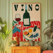 1 tấm áp phích nghệ thuật treo tường nhà bếp - Trang trí nghệ thuật cổ điển theo phong cách Bohemian, họa tiết trơn, chủ đề mùa thu và mùa xuân, sử dụng trong nhà, định hướng chân dung, không khung, chất liệu sơn dầu trên vải, thích hợp cho lớp học, nhà bếp, phòng tắm, phòng khách, phòng ngủ - Bản in nghệ thuật màu đỏ không khung - Nhiều màu - Xem 3