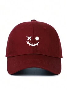 男女通用街头风格趣味笑脸图案印花棒球帽，可调节户外遮阳帽，休闲运动帽，适合日常通勤 - 彩色 - 查看 11