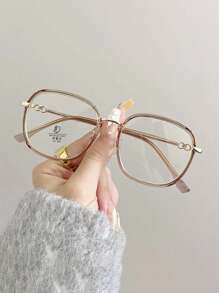1 chiếc kính kim loại gọng vuông phong cách Hàn Quốc, trang trí bằng đá giả, kính cận, thời trang, nhiều màu sắc cho nam và nữ - Trong sáng - Xem 15