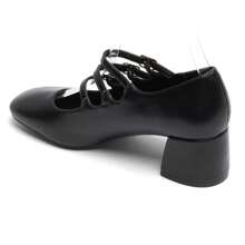Elegant Multi-Strap Pumps - Gold And Black Finish, Comfortable Block Heel - Black - View 3