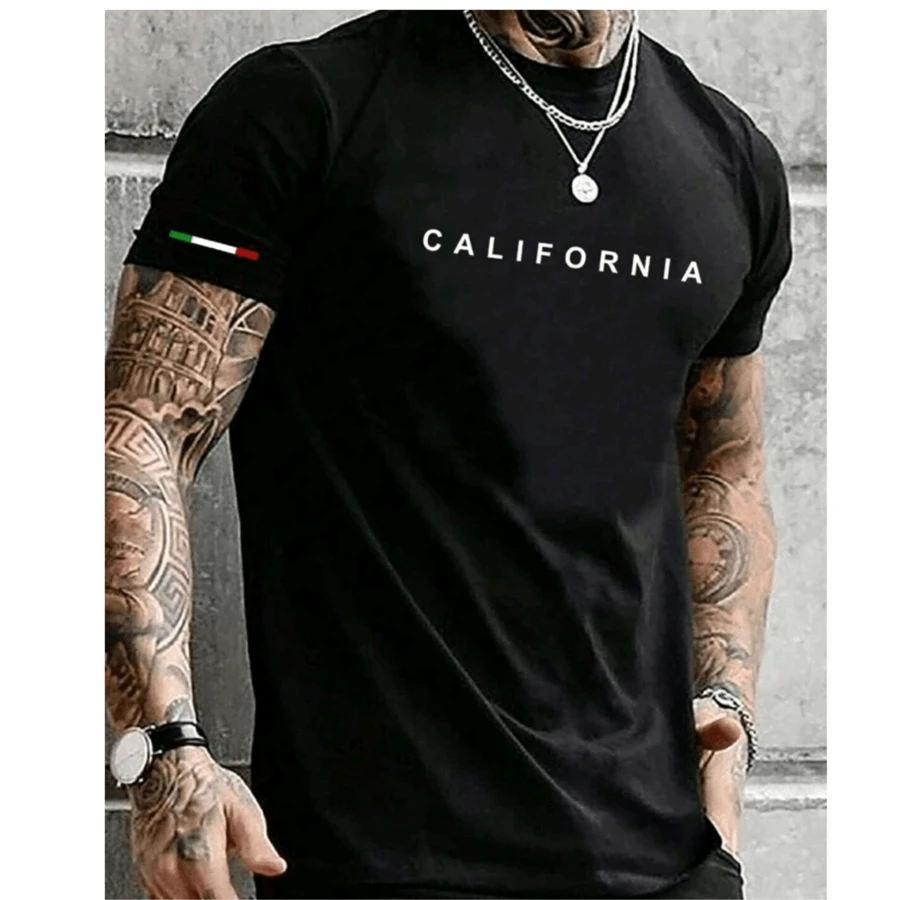 Men's Unisex T-Shirt 100% Cotton Mesh 30.1 Combed CALIFORNIA - màu đen - Xem 1
