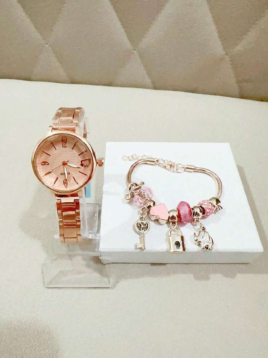 Casual Women's Quartz Watch Bracelet Kit - Hồng - Xem 1