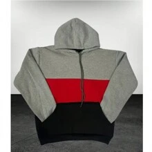 Men's Tricolor Cold Weather Sweatshirt, Hooded, Warm, Separate - 灰色 - 查看 2
