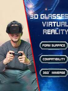 1 件沉浸式 3D 虚拟现实耳机 VR 眼镜，适用于手机的 VR 游戏眼镜，让您拥有前所未有的体验！（部分零件随机发送） - 黑色 - 查看 6