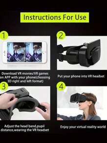 1 件沉浸式 3D 虚拟现实耳机 VR 眼镜，适用于手机的 VR 游戏眼镜，让您拥有前所未有的体验！（部分零件随机发送） - 黑色 - 查看 7