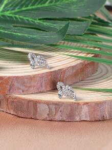 2 件优雅小蛇装饰水钻不锈钢蛇形鼻环/鼻环，低过敏穿孔身体首饰 - 銀色 - 查看 4