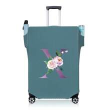 行李箱罩旅行箱罩适用于 18 至 32 英寸行李箱保护套男女户外度假旅行必备配件涤纶行李箱弹力防尘罩时尚首字母姓名 A 至 Z 字母印花 - 藍-圖案 1 - 查看 15