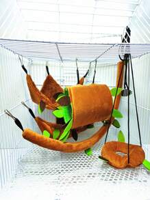 有趣的大老鼠攀爬搖擺玩具套裝-倉鼠吊床，松鼠鑽孔管，蜜獾枝葉！ - 彩色 - 查看 12