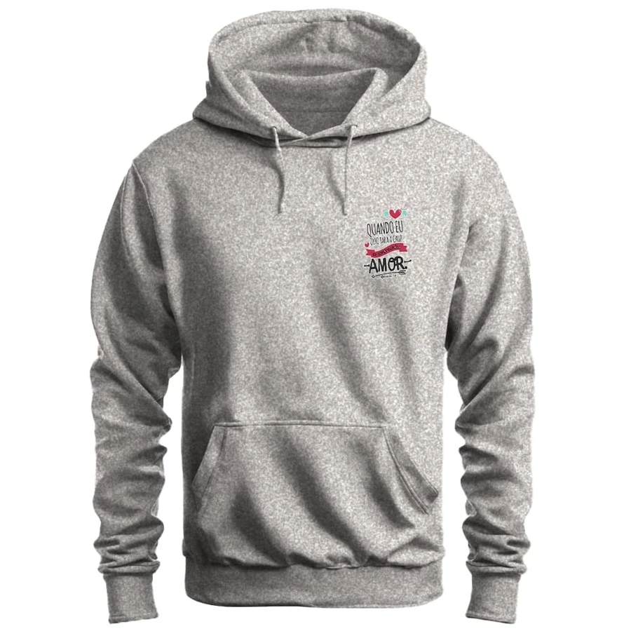 Moletom Estampado Varias cores Unissex Com Bolso E Capuz Eu Compreendo Minimalista - Cinza - Visão 1