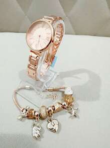 Casual Women's Quartz Watch Bracelet Kit - Hồng - Xem 2