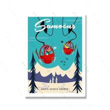 1 件阿尔卑斯山缆车游乐场艺术海报印刷卡通雪山恩格尔贝格铁力士山旅行帆布画房间家居装饰无框 - 彩色 - 查看 11