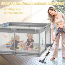 VA-Cerulean Baby Playpen, Children's Playpen With Door, Children's Playground, Gate, With 50 Balls, 4 Pull Rings And Carrying Bag (Gray, 127 * 127 * 68cm) - 程度 - 查看 4