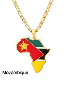 GuoShuang 1 件嘻哈非洲地图吊坠项链不锈钢阿尔及利亚摩洛哥埃及突尼斯 Libay 珠宝 - 金色 - 查看 13