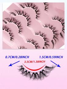 5 对装透明带状睫毛纤细睫毛自然假睫毛化妆适合日常佩戴仿貂皮睫毛 - 黑色 - 查看 2