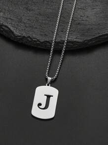 1 pièce Collier en acier de titane avec 26 lettres anglaises pour hommes et femmes, étudiants et couples, design minimaliste, polyvalent, collier de bénédiction initiale, convient pour un port quotidien, fête, Noël, Saint-Valentin, cadeau - Argent - Voir 22