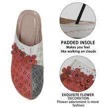 Ecetana Women's Red High-Heeled Mules, Platform Sandals For Women Comfortable Wedge Sandals, Hollow Out Design, Perforated Closed Toe Slip On Sandals. Perfect For Casual Outdoor Sandals, Women's Slide Sandals With Heel Cushion Dress Shoes Casual Summer. - Đỏ - Xem 3