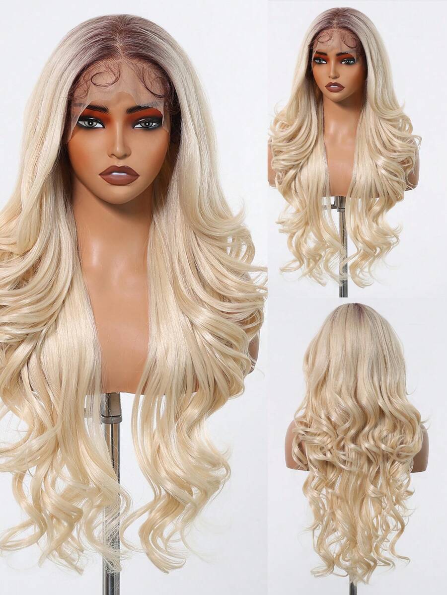 13x6 HD Glueless Lace Front Wigs Ombre Blonde Long Body Wave Synthetic Lace Wig For Women,Wear And Go Wig Wig With Pre Plucked Natrural Hairline And Baby Hair 26 Inch - Tóc vàng ombre - Xem 1