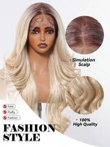 13x6 HD Glueless Lace Front Wigs Ombre Blonde Long Body Wave Synthetic Lace Wig For Women,Wear And Go Wig Wig With Pre Plucked Natrural Hairline And Baby Hair 26 Inch - Tóc vàng ombre - Xem 8