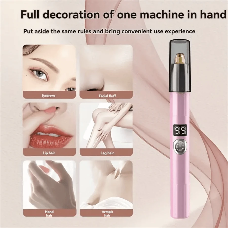 Portable Electric Rechargeable Face Eyebrow Trimmer Epilator Pen -BA1401 - 粉色 - 查看 1