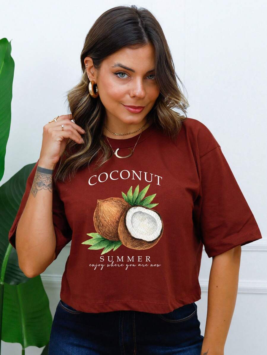 Cropped Feminino Oversized Coconut - D03 - Marrom Café - Xem 1