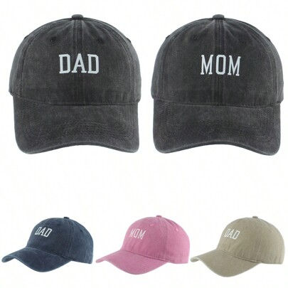 Gorra de béisbol ajustable con estampado de "Mamá Papá" para mujeres y hombres, de estilo vintage lavado, gorra de visera transpirable para deportes al aire libre y protección solar