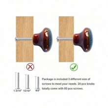 复古圆形橱柜把手 釉面陶瓷圆形梳妆台抽屉把手，仿古抽屉拉手 家居装饰门把手 - 藍色 - 查看 3