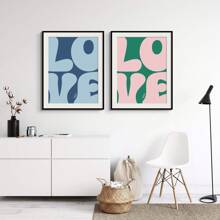 1/3 件爱情海报帆布画时尚复古爱你印刷美学印刷优雅墙壁艺术床头时尚家居装饰无框 - 彩色 - 查看 4