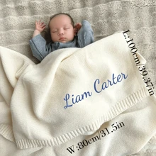 刺绣姓名毯、个性化婴儿毯、定制姓名毯、针织婴儿姓名毯、婴儿车毯、婴儿洗澡礼物可水洗舒适、温暖、舒适定制、独特、个性化的理想礼物多功能、精致、时尚、独特、情人节、婚礼、乔迁之喜