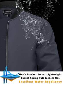 FASBUCO Men's Lightweight Windbreaker Thin Bomber Coat With Full Zipper And Pockets For Spring And Autumn