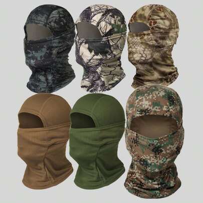Musion 6 paquetes de pasamontañas con estampado de camuflaje para motocicleta, máscara facial completa, equipo de motocicleta con camuflaje, máscara transpirable para esquí y ciclismo