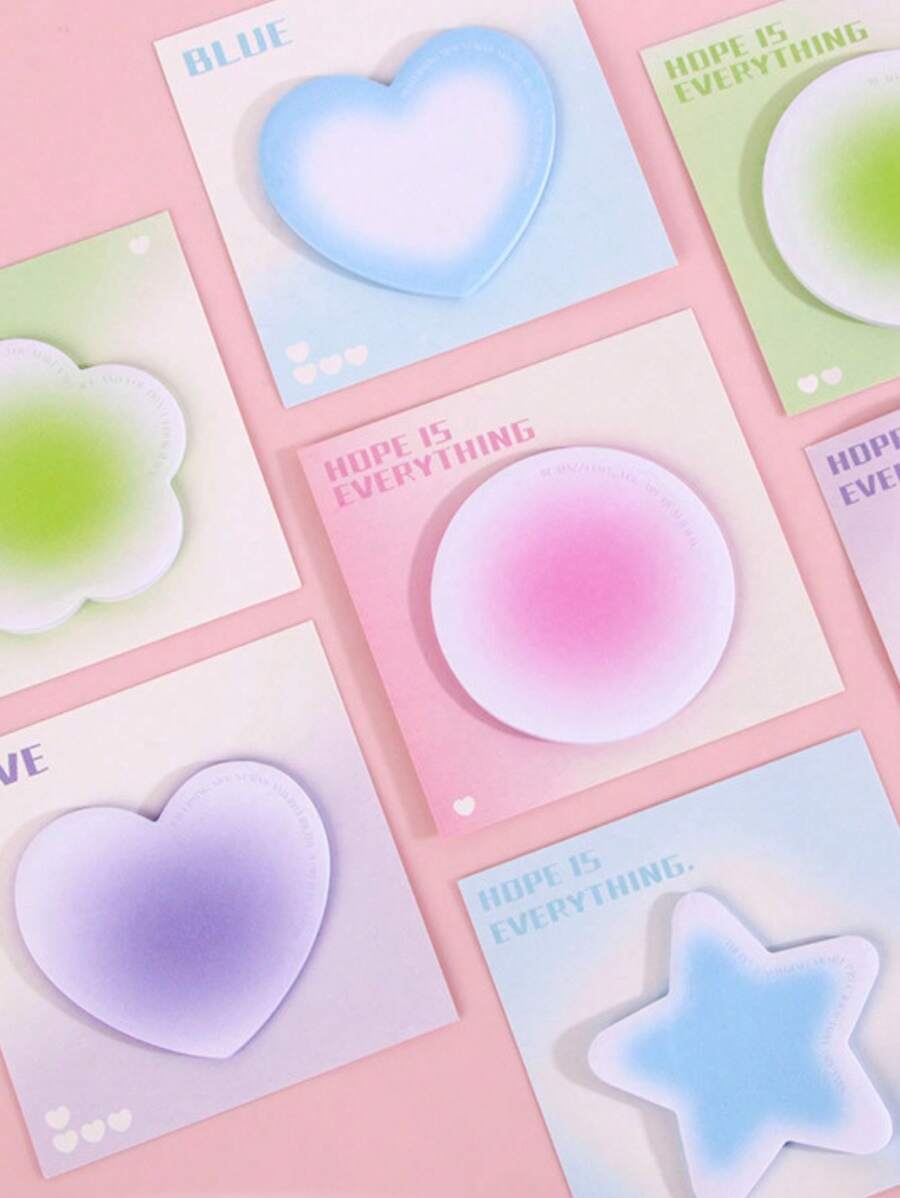 240 张渐变色便签,苹果花心形便签,学生便笺创意粘性笔记本学生文具,办公用品,颜色随机 - 彩色 - 查看 1