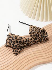 1pc Girls Cute & Elegant Leopard Print Bow Headband, Suitable For Daily Wear - Multicolor - View 2