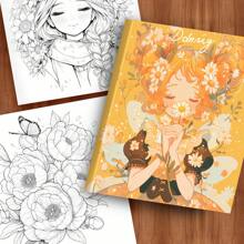 黄色动漫花仙子着色书 - 1 本 25 页独特页面，升级厚纸，减压着色书，提高创造力和注意力，非常适合圣诞节礼物 - 黃色可愛女孩 - 查看 6