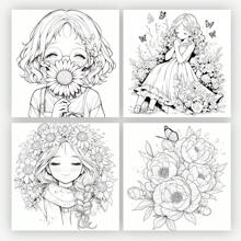 黄色动漫花仙子着色书 - 1 本 25 页独特页面，升级厚纸，减压着色书，提高创造力和注意力，非常适合圣诞节礼物 - 黃色可愛女孩 - 查看 8