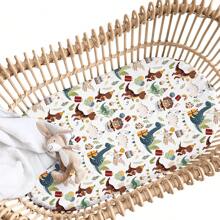 1件/套婴儿摇篮床单 透气舒适摇篮床笠 通用尺寸 适用于椭圆形、长方形摇篮床垫 男女宝宝通用 32英寸 x 16英寸 - 彩色 - 查看 6