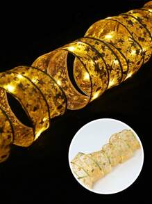 1pc/2pcs 5m/10m Christmas Ribbon LED String Light, Gold Ribbon Christmas Tree Decor, Christmas Decor, Christmas Tree Pendant Gift, Outdoor Indoor Staircase Fireplace Decoration Ribbon Light Strip, Merry Christmas Decoration For Home, Christmas Ornaments