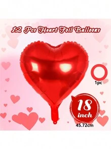 12 件 18 英寸心形铝箔气球套装，含 1 卷丝带，适用于生日派对、婚礼订婚派对、新娘送礼会、情人节装饰 - 彩色 - 查看 9