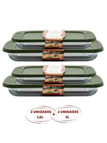 4 Airtight Glass Baking Dishes 2- 1.6L And 2- 3L With Lid - 白色 - 查看 7