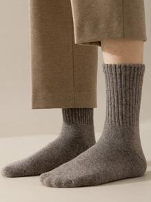 2 双高端 95% 羊毛男士袜子，保暖中筒袜，保暖、防臭、吸湿排汗、学院风条纹、毛绒绒、地板袜，适合秋冬季 - 毛圈[經典組合] - 查看 4