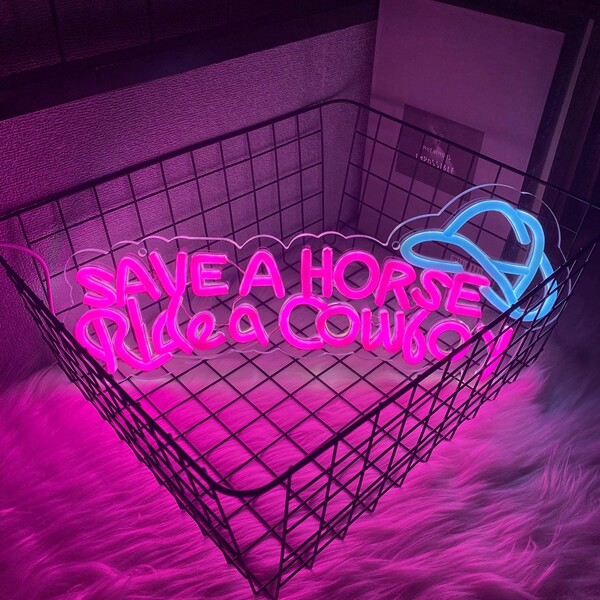 Save A Horse Ride A Cowboy Neon Sign Led Sign,Neon Signs For Wall Decor,Connectivity Via USB Licked Neon Light For Bedroom Home Bar Club Hotel Party Decor