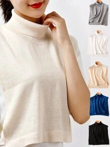 1 pieza Accesorio de bufanda de cuello para mujer de mezcla de lana de unicolor con cuello alto falso, accesorio de cuello cálido para otoño/invierno - multicolor - Ver 12